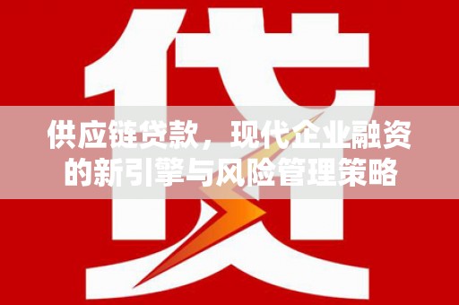 禅城供应链贷款，现代企业融资的新引擎与风险管理策略