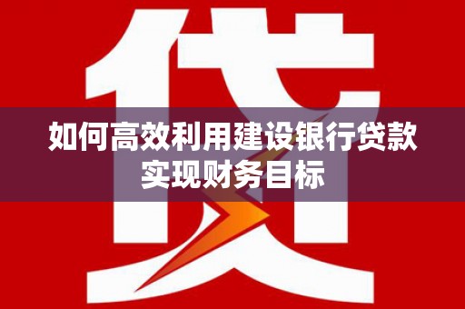 禅城如何高效利用建设银行贷款实现财务目标