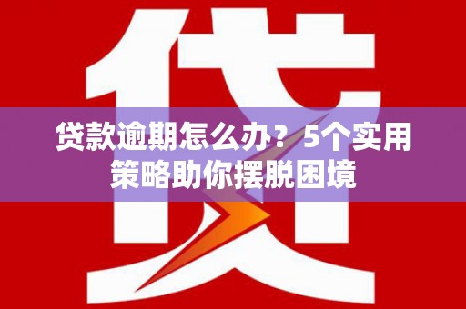 禅城贷款逾期怎么办？5个实用策略助你摆脱困境