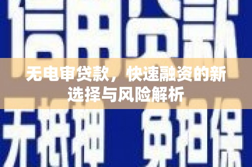 禅城无电审贷款，快速融资的新选择与风险解析