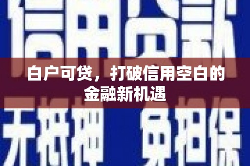 禅城白户可贷，打破信用空白的金融新机遇