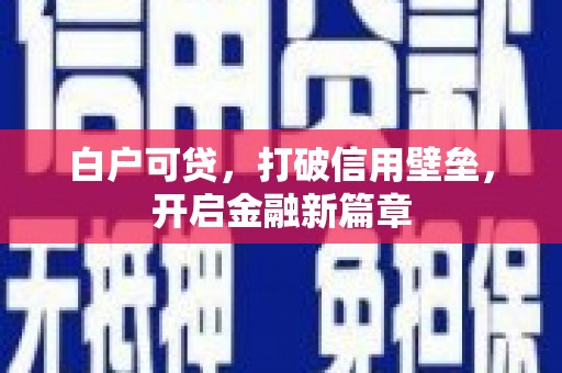 禅城白户可贷，打破信用壁垒，开启金融新篇章