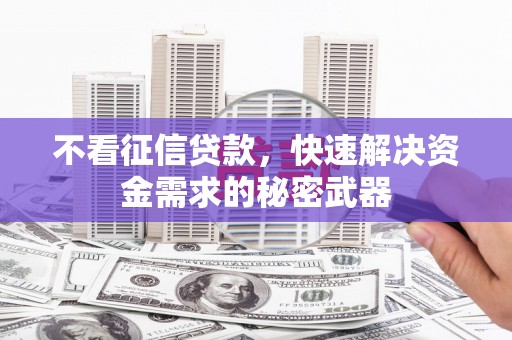 禅城不看征信贷款，快速解决资金需求的秘密武器