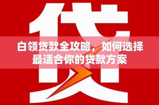 禅城白领贷款全攻略，如何选择最适合你的贷款方案